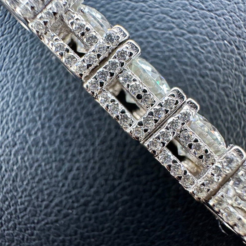925s & Vvs Moissanite 5mm Tennis Bracelet With Iced Out Out Sides Silver - Image 11