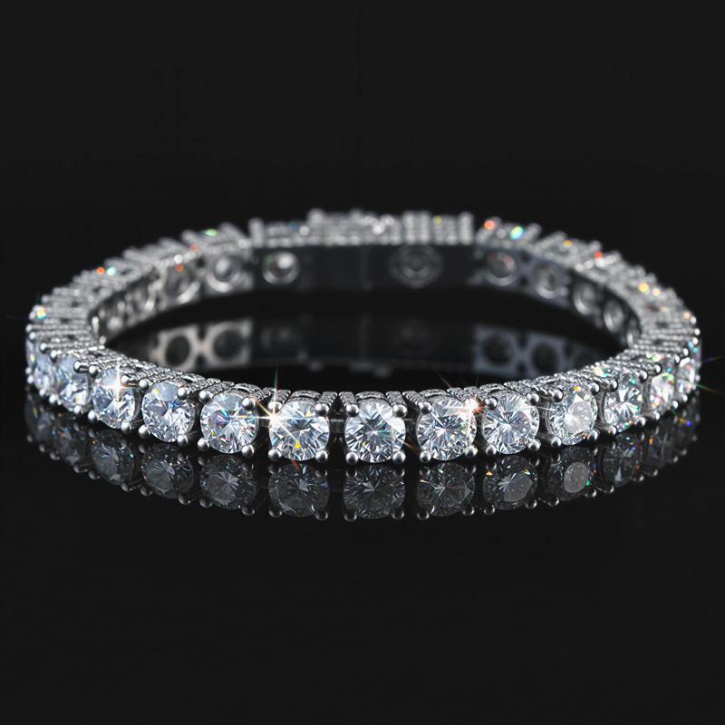 925s & Vvs Moissanite 5mm Tennis Bracelet With Iced Out Out Sides Silver