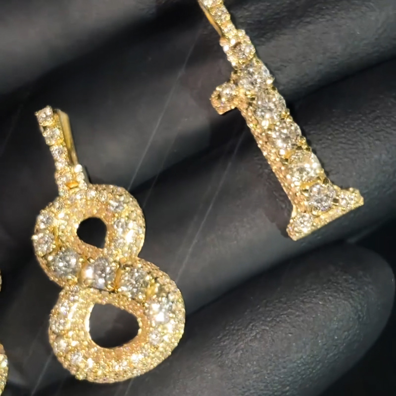 Iced Out Out Prong-set Diamond Highlights Number Pendant Moissanite - Image 4