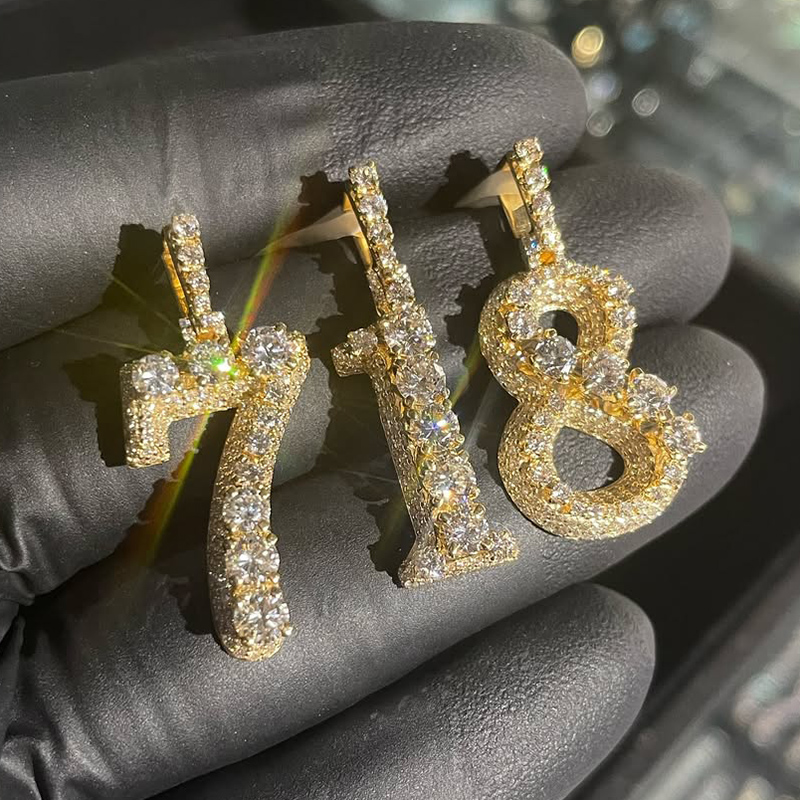 Iced Out Out Prong-set Diamond Highlights Number Pendant Moissanite - Image 6