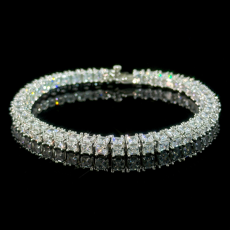 6mm 3-sided Princess Cut Tennis Bracelet Iced Out Shine With Street Luxury