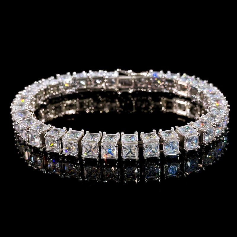 8mm 3-sided Princess Cut Tennis Bracelet Iced Out Shine With Street Luxury