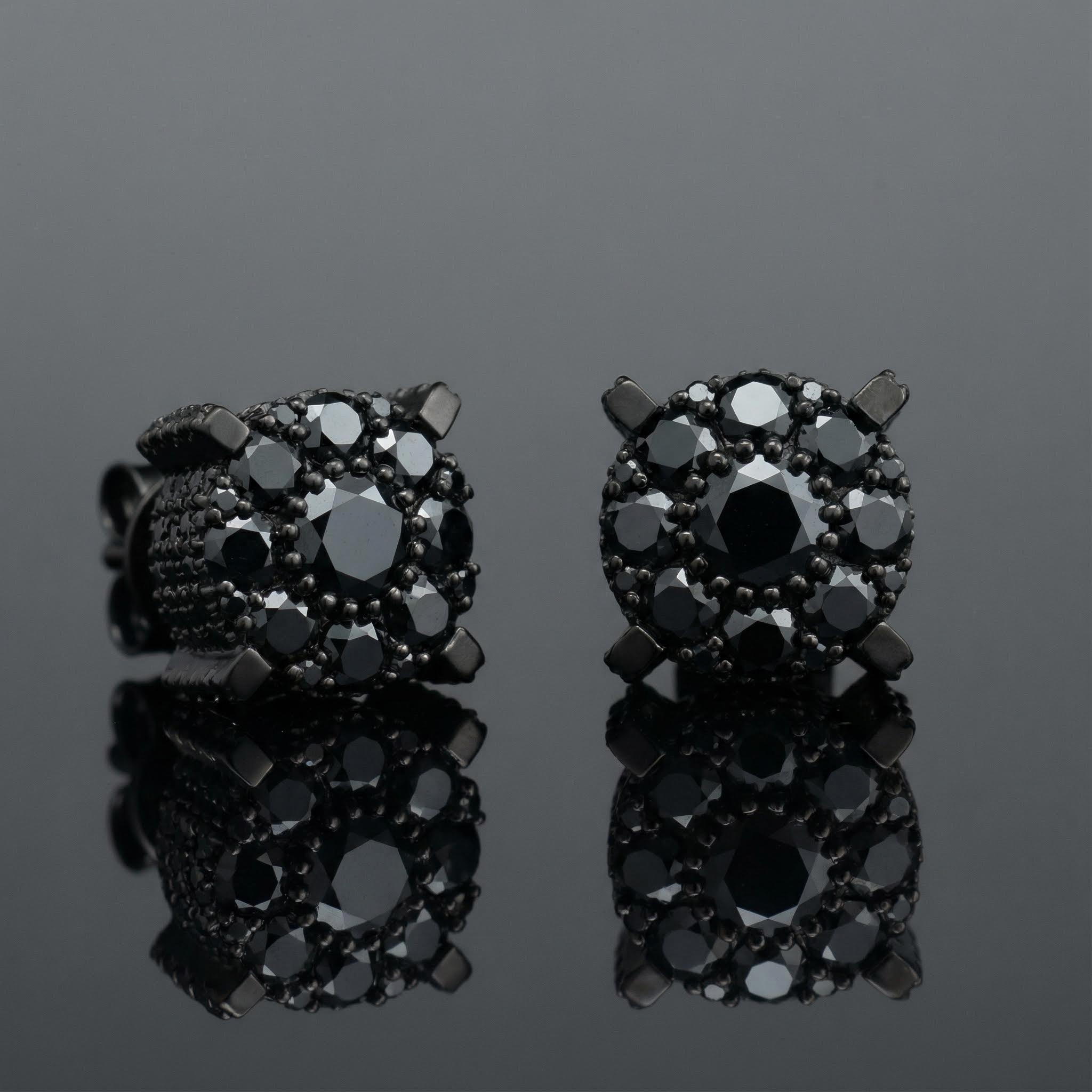 S925 Silver Micro Paved Black Moissanite Stud Earrings Iced Out - Image 3