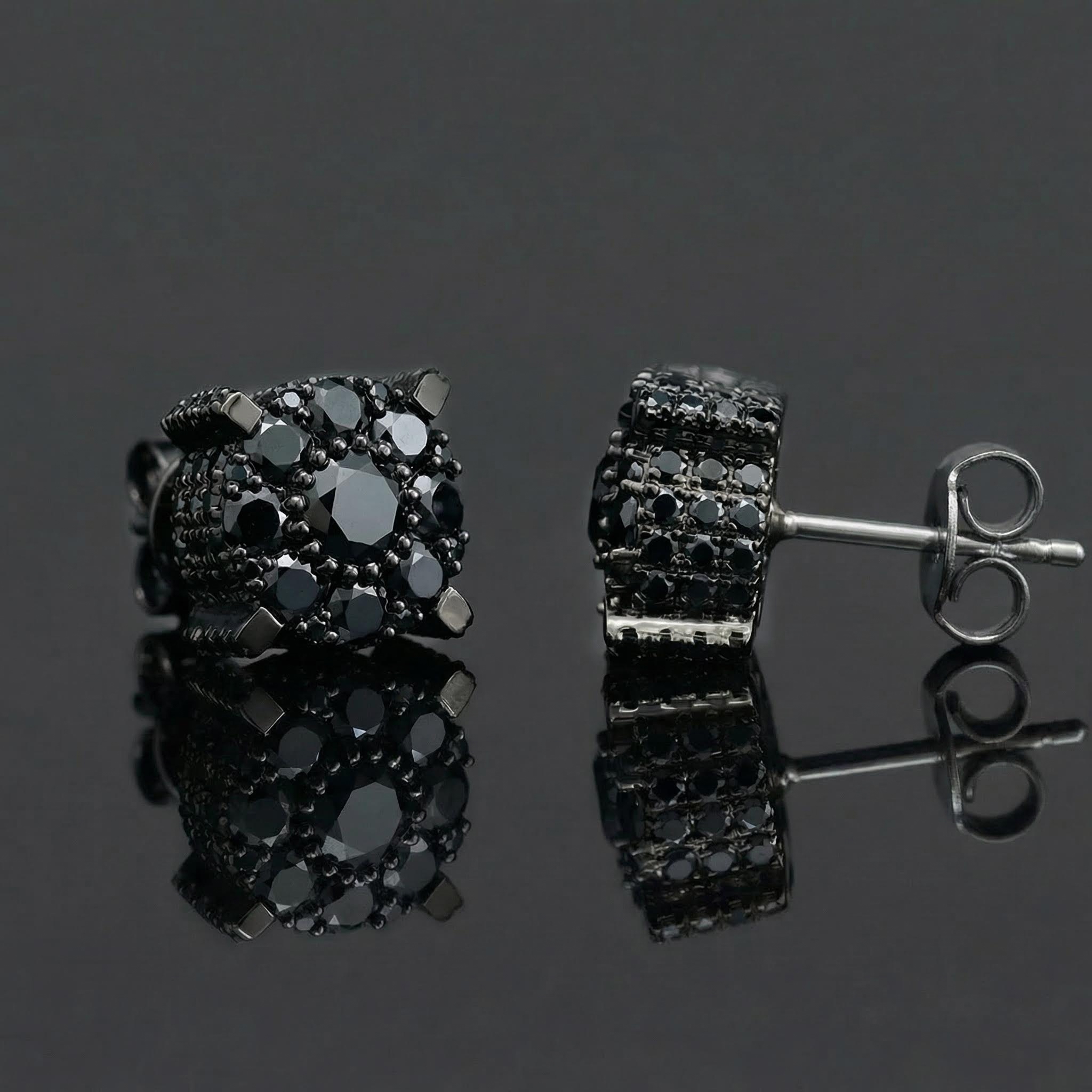 S925 Silver Micro Paved Black Moissanite Stud Earrings Iced Out - Image 4
