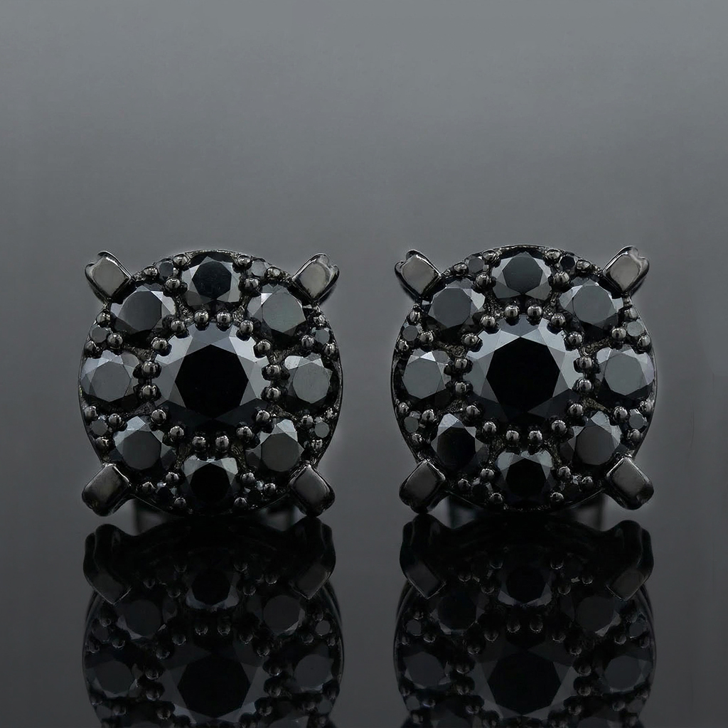 S925 Silver Micro Paved Black Moissanite Stud Earrings Iced Out - Image 5