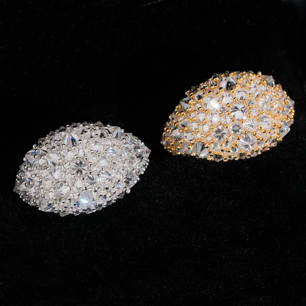 925s & Vvs Moissanite Inverted Diamond Brilliant Round Cut Ring Iced Out