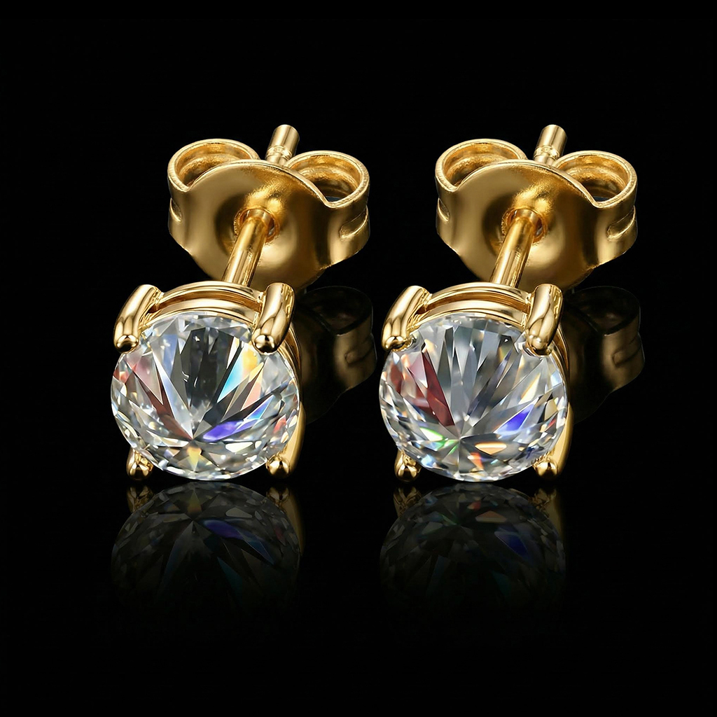 0.5ct/1ct Moissanite Upside Down Inverted Diamond Stud Earrings In S925