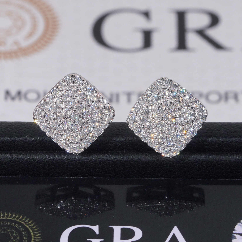 925s & Vvs Moissanite Square Earrings Iced Out Shine With Street Luxury - Image 3