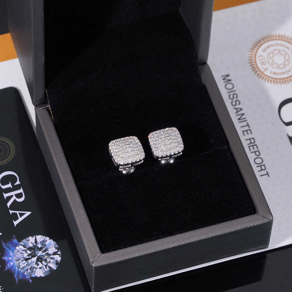 925s & Vvs Moissanite Square Earrings Iced Out Shine With Street Luxury - Image 5