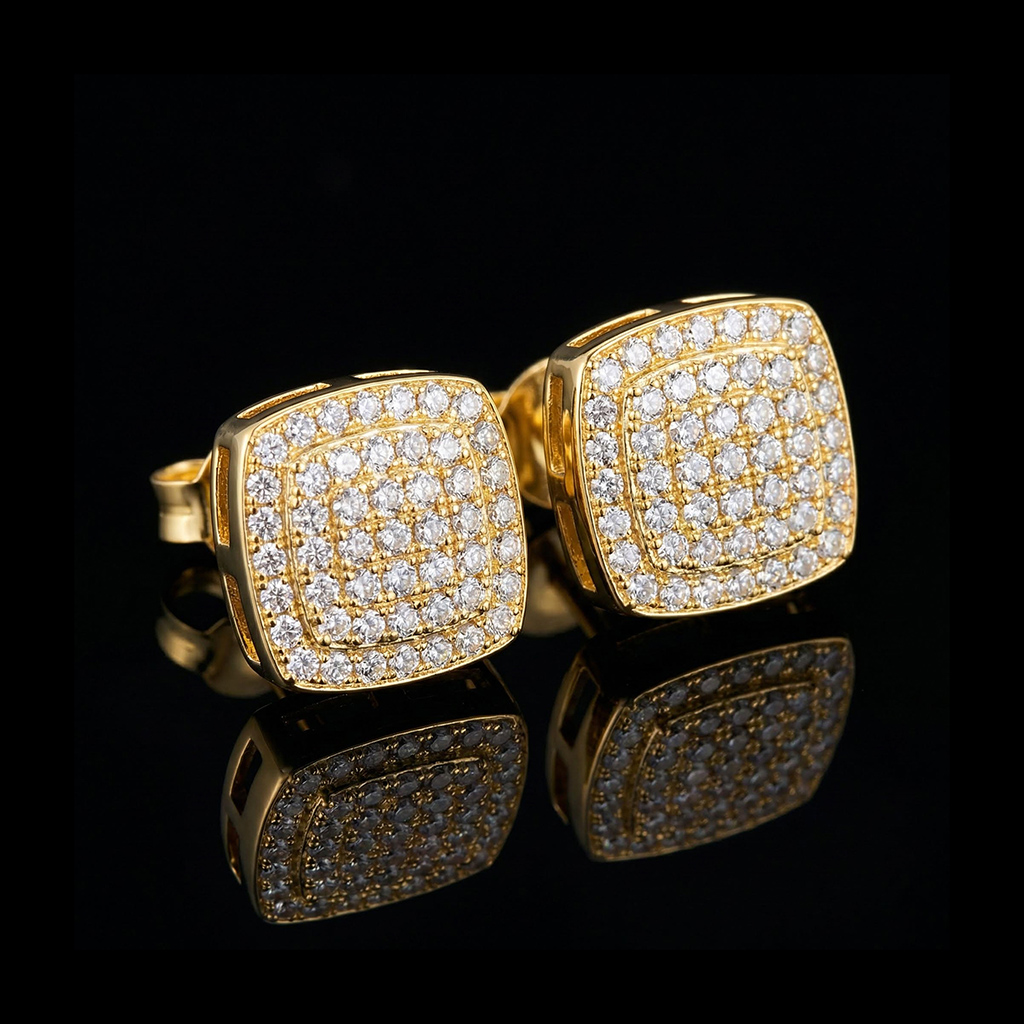 925s & Vvs Moissanite Square Earrings Iced Out Shine With Street Luxury