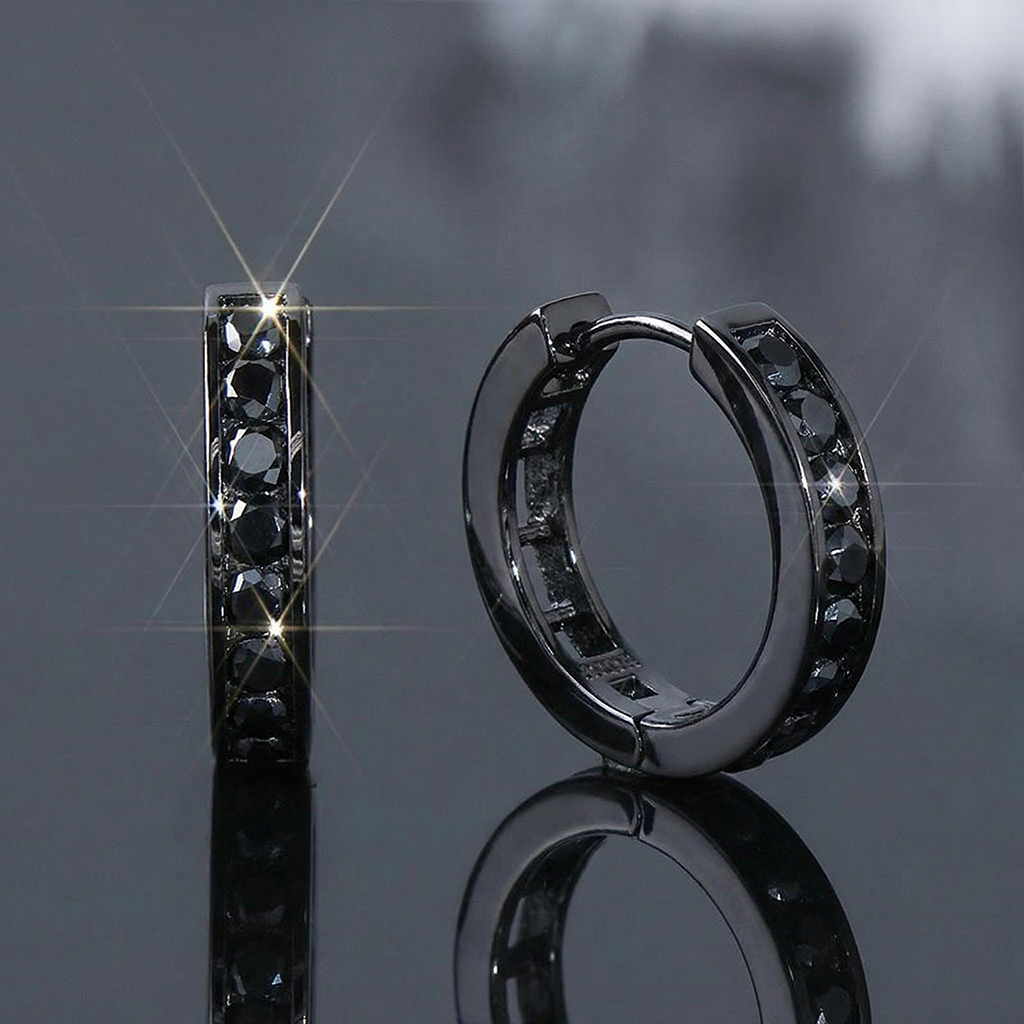 925s & Vvs Moissanite Black Hoop Earrings Iced Out Shine With Street Luxury - Image 5