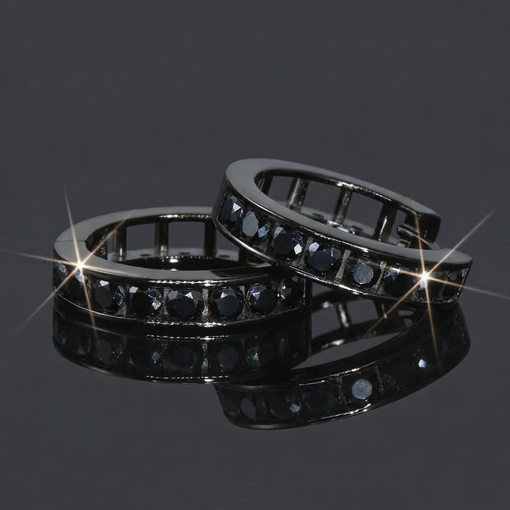 925s & Vvs Moissanite Black Hoop Earrings Iced Out Shine With Street Luxury - Image 6