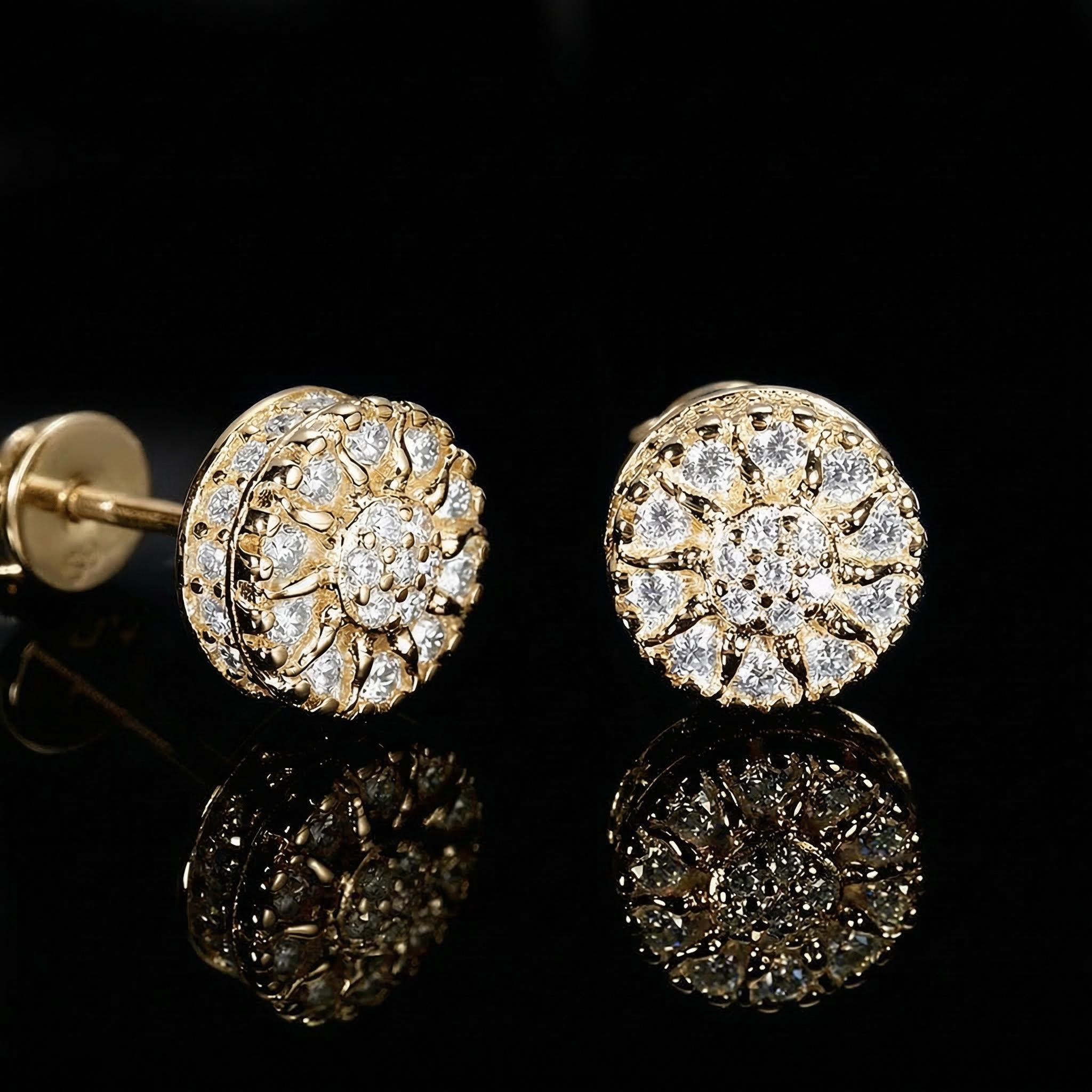 925s & Vvs Moissanite Sunflower Stud Earrings With Iced Out Shine - Image 4