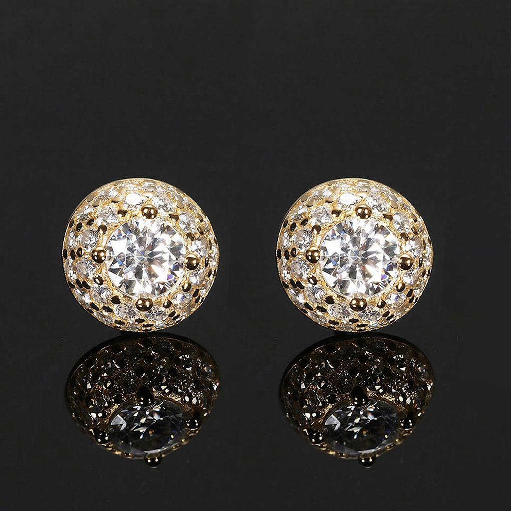 925s & Vvs Moissanite Round Stud Earrings Iced Out Shine With Street Luxury - Image 5
