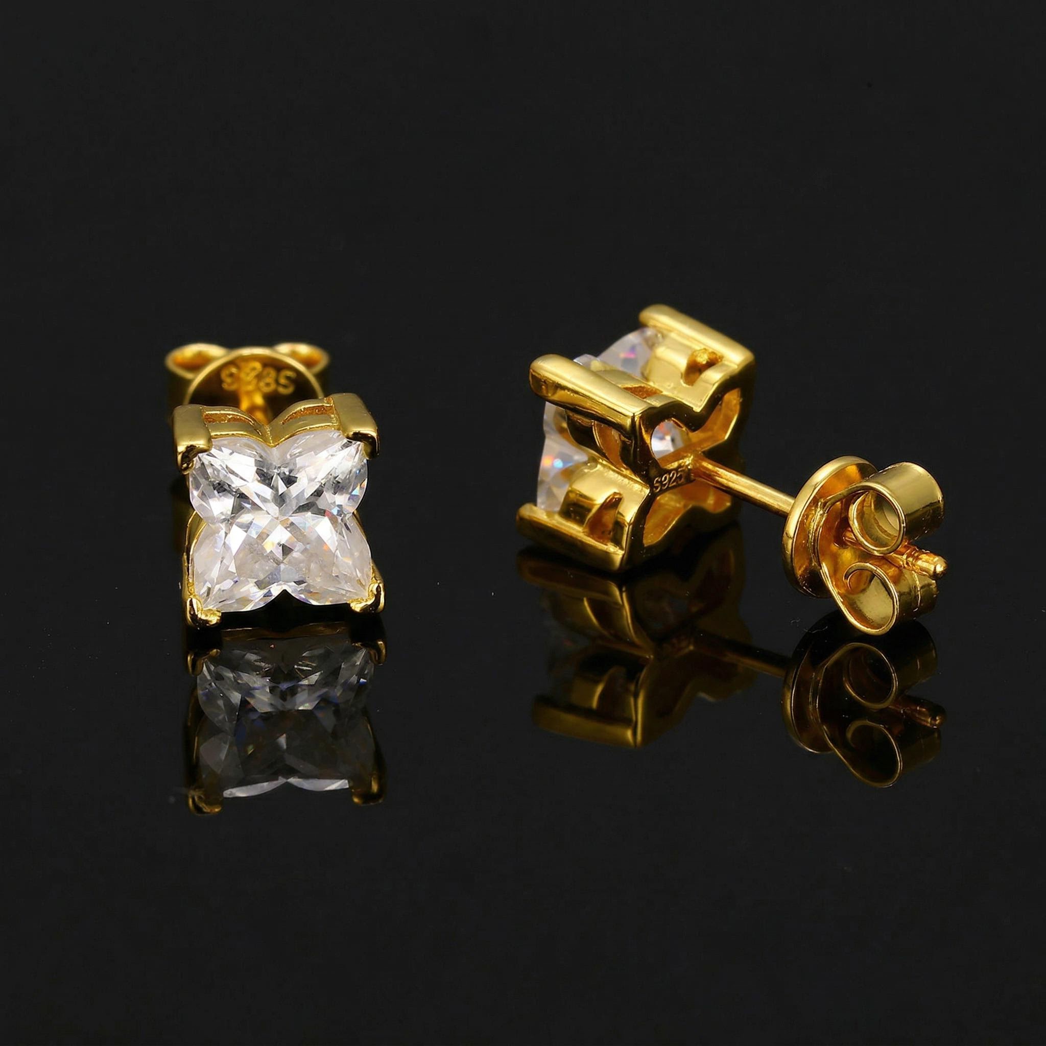 925s & Vvs Moissanite Princess-cut Four-leaf Clover Earrings Iced Out - Image 6