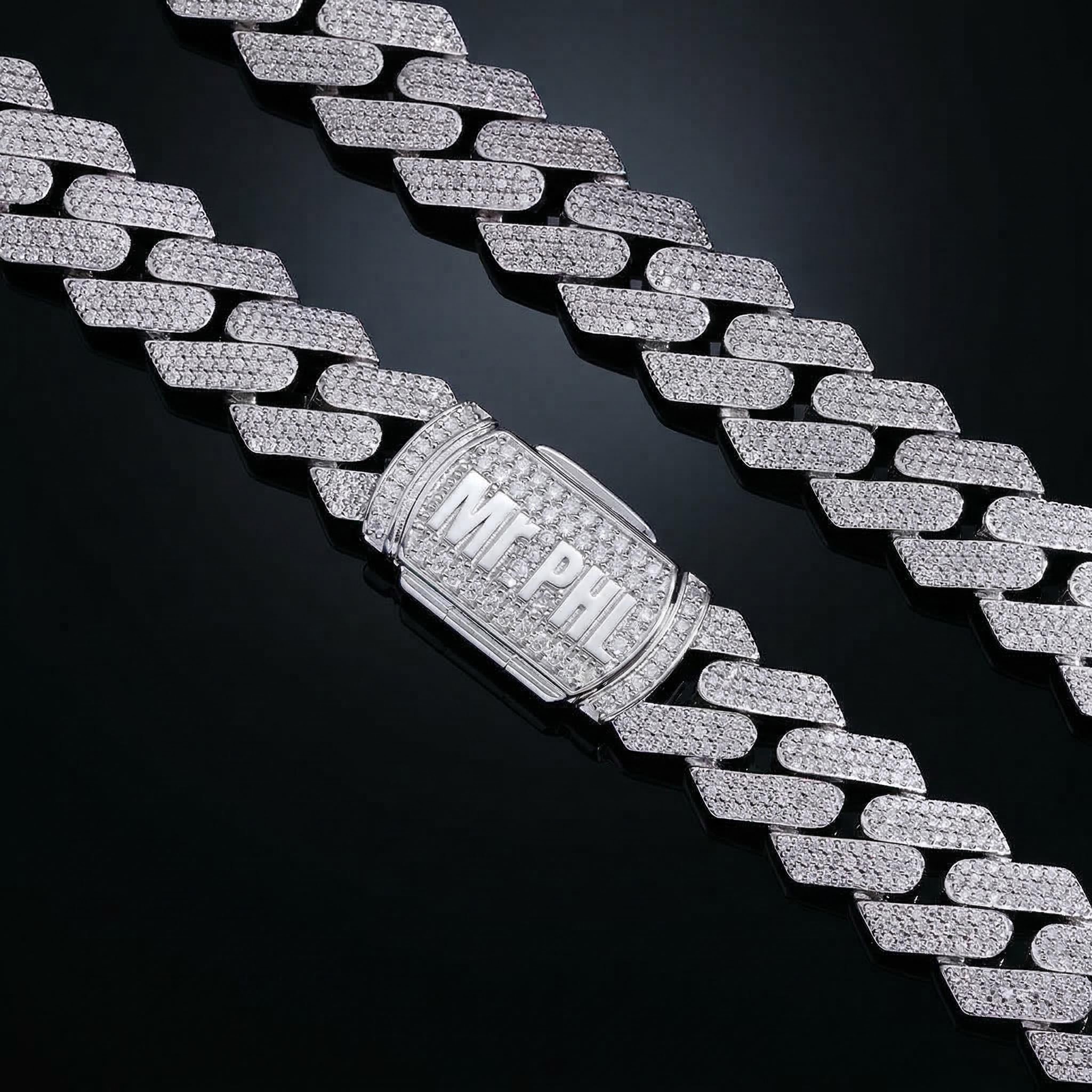 14mm S925 & Moissanite Custom Name Cuban Chain With Iced Out Shine - Image 5