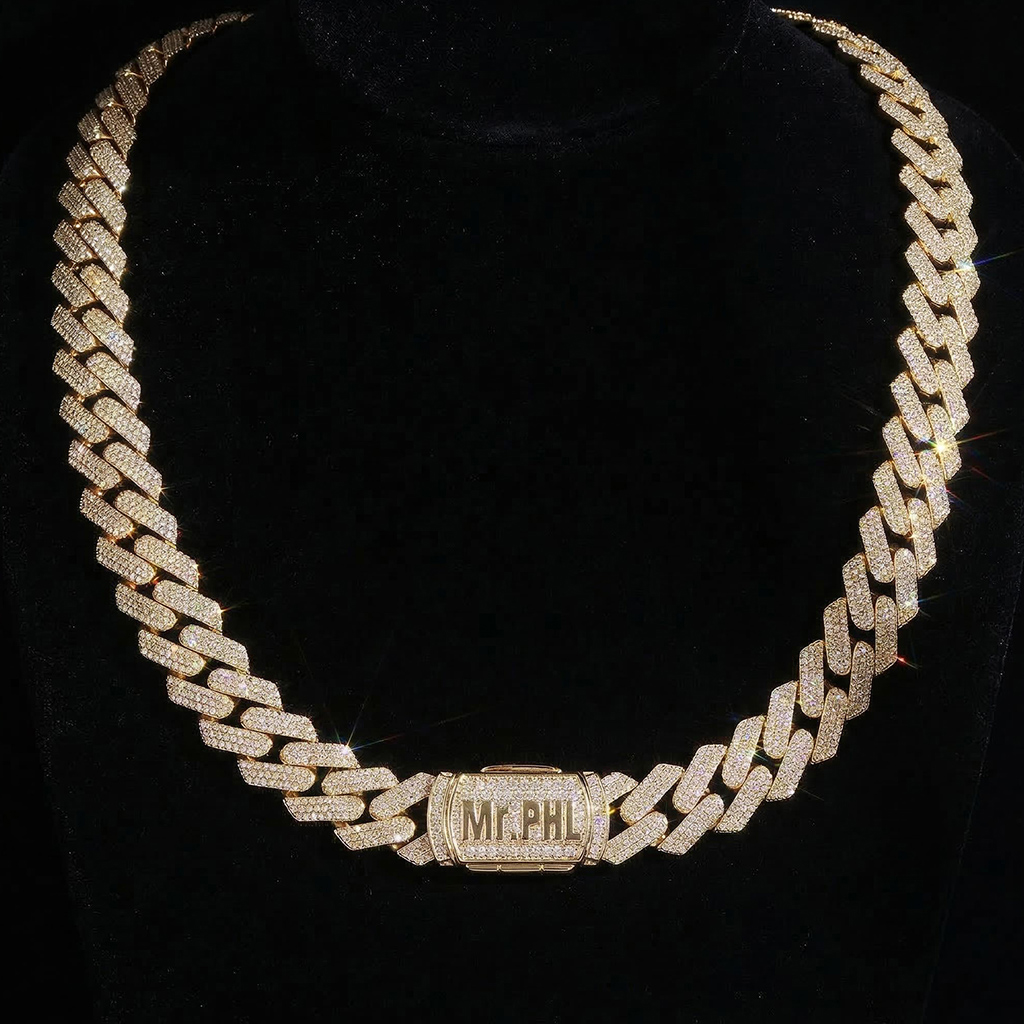 14mm S925 & Moissanite Custom Name Cuban Chain With Iced Out Shine - Image 6