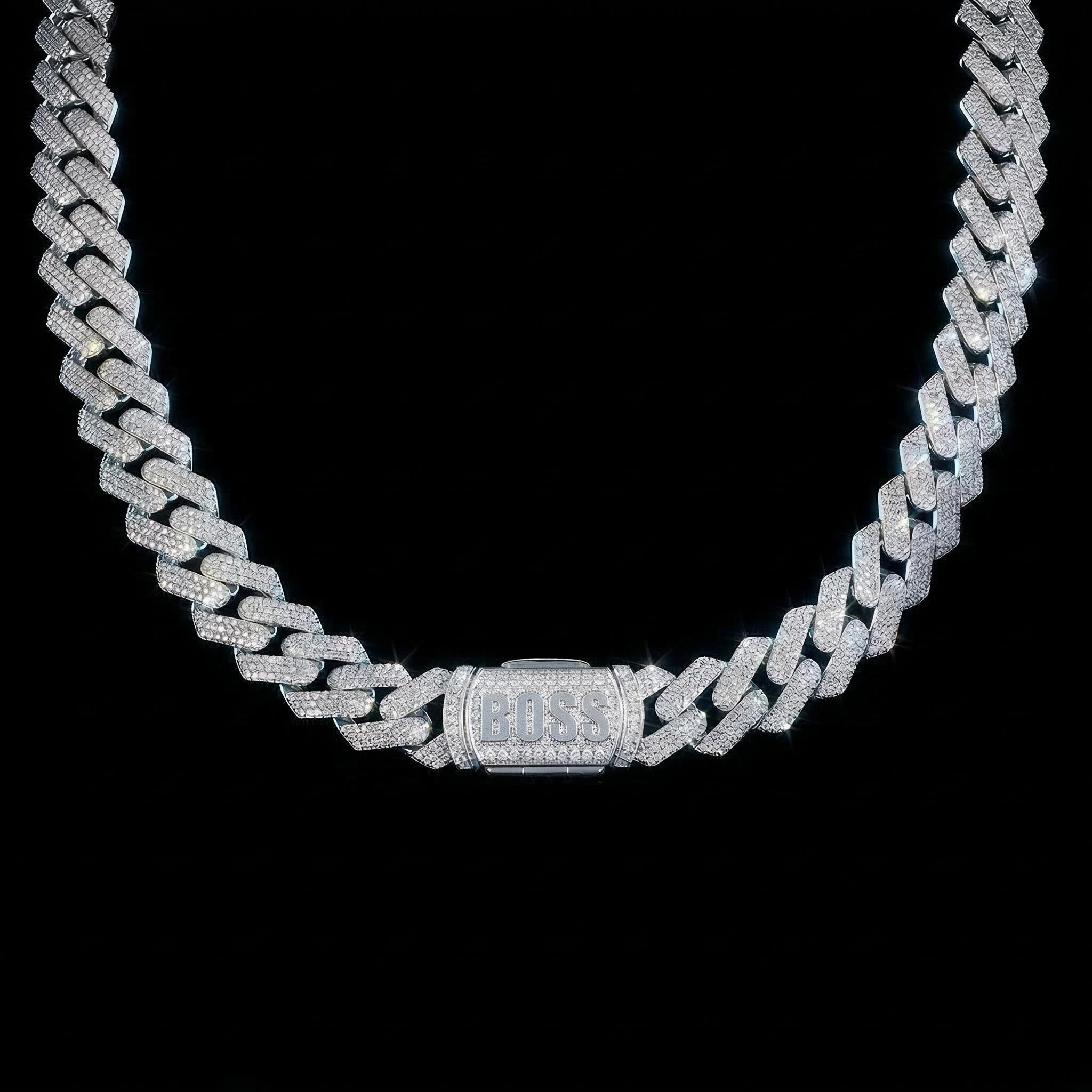 14mm S925 & Moissanite Custom Name Cuban Chain With Iced Out Shine