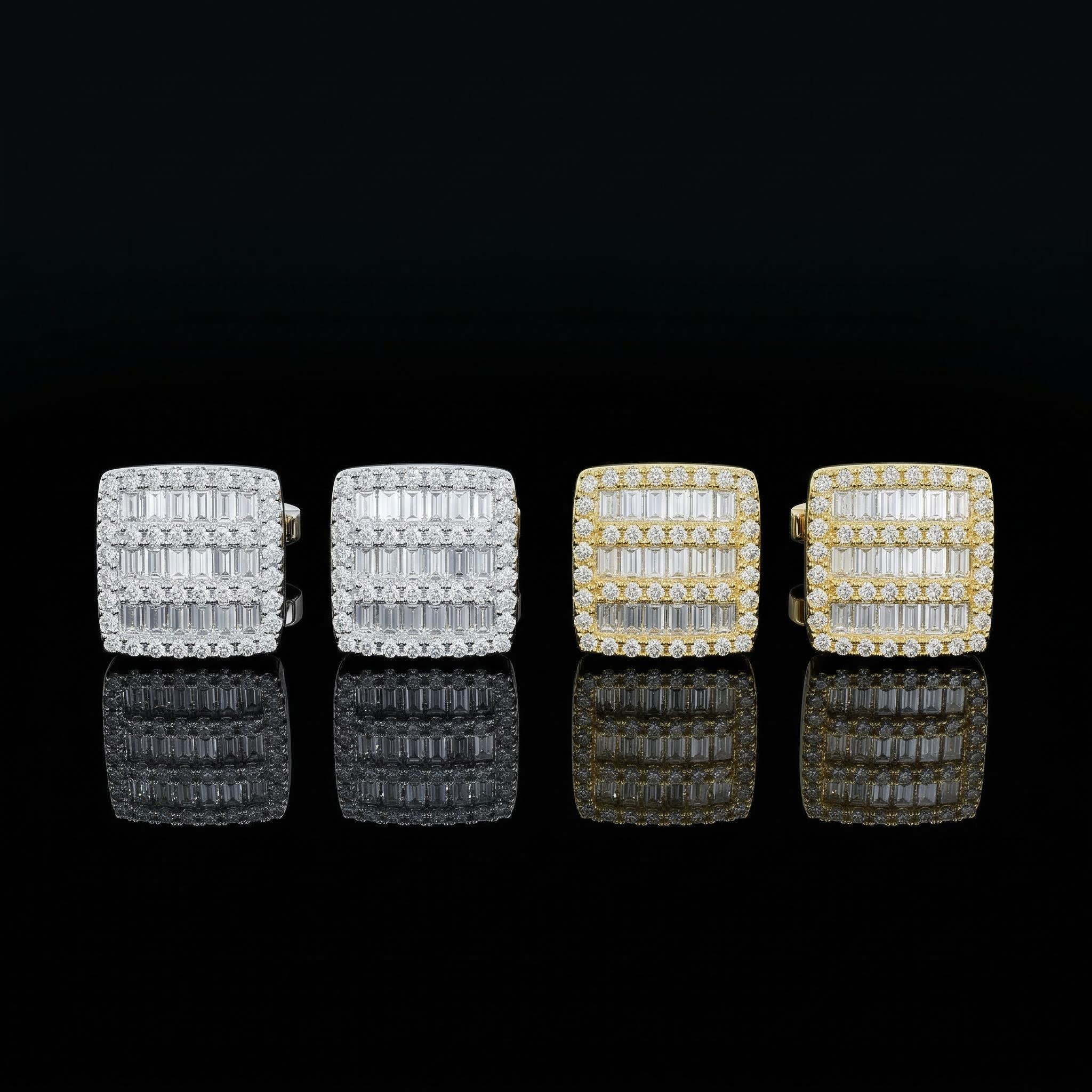 S925 & Moissanite Square Baguette Stud Earrings With Iced Out Shine - Image 6