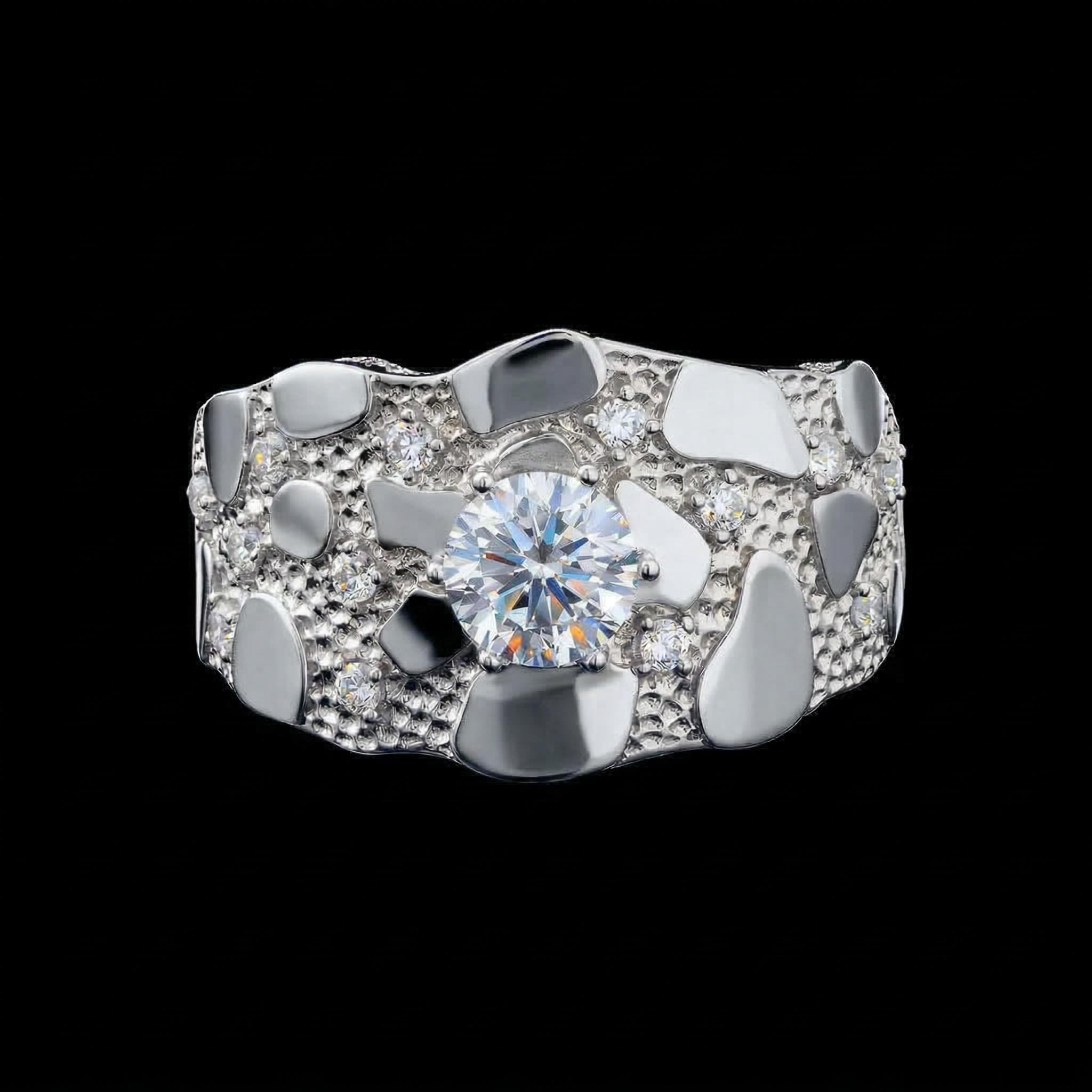 925s & Vvs Moissanite Nugget Ring For Men Iced Out Shine With Street Luxury - Image 3
