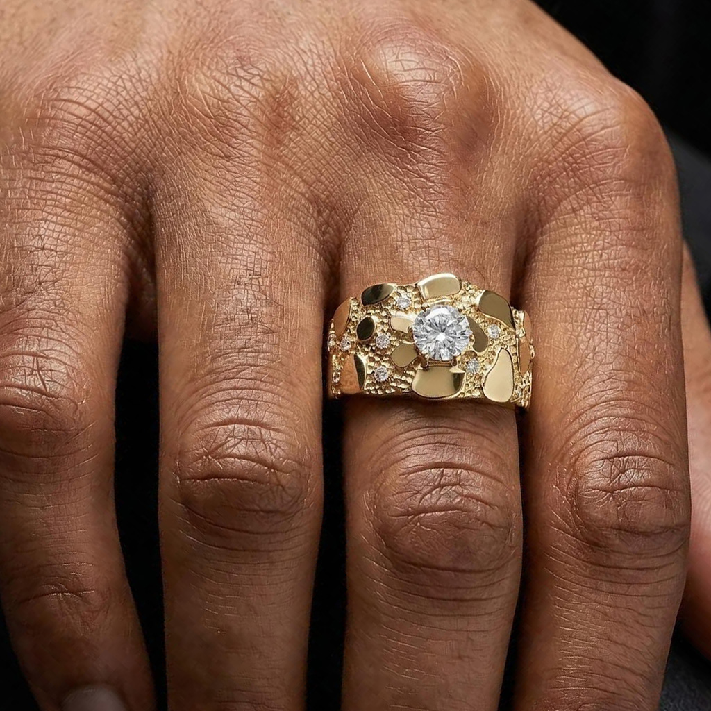 925s & Vvs Moissanite Nugget Ring For Men Iced Out Shine With Street Luxury - Image 5