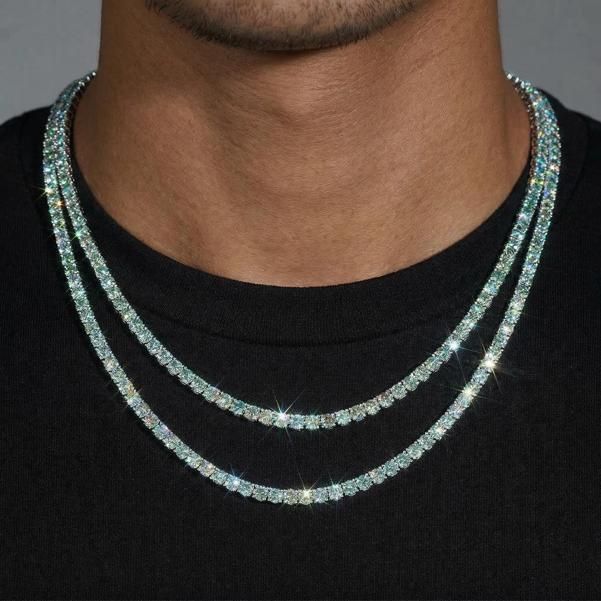 5mm S925 & Moissanite Green Tennis Chain Iced Out Shine With Street Luxury - Image 3