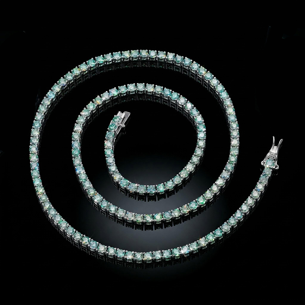5mm S925 & Moissanite Green Tennis Chain Iced Out Shine With Street Luxury - Image 6