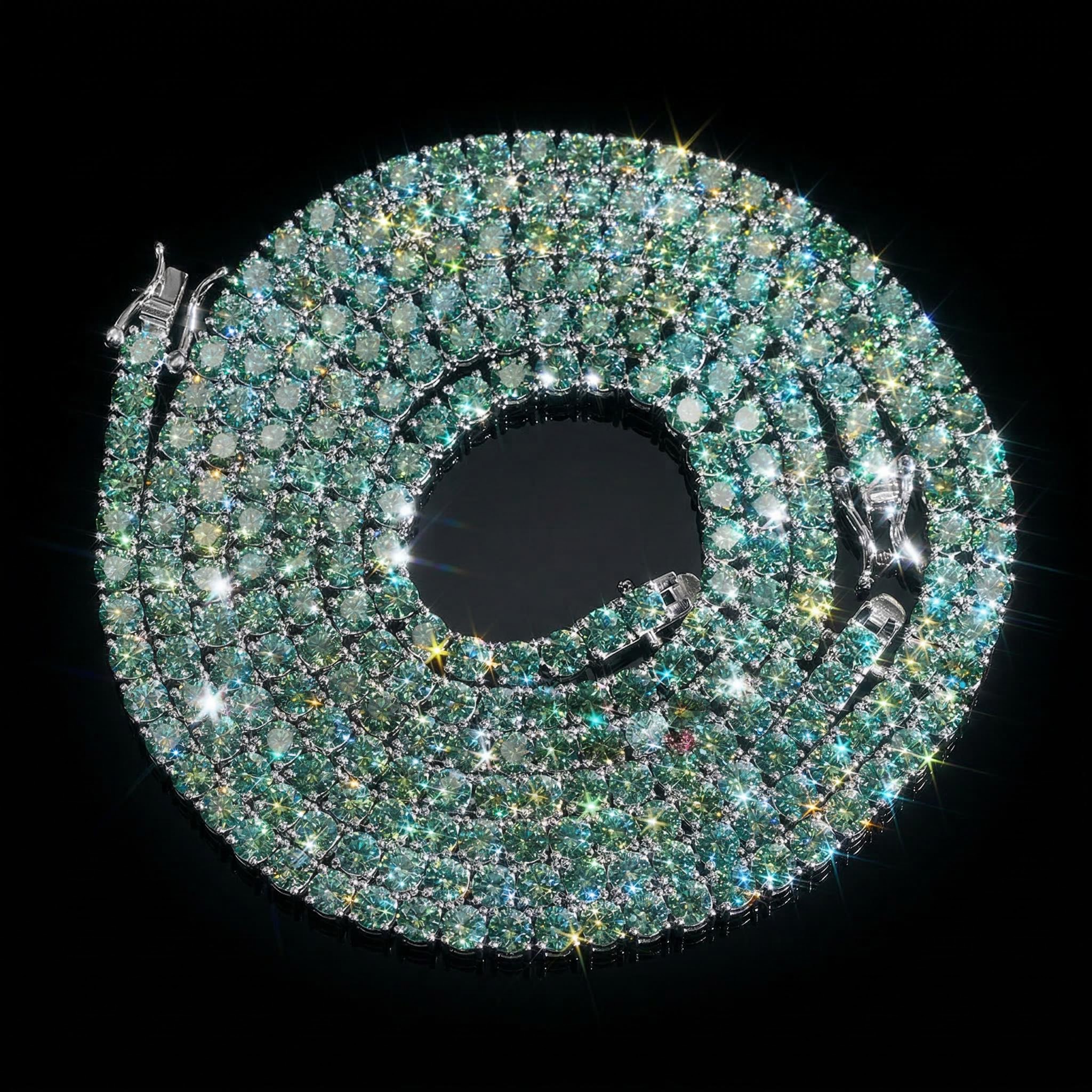5mm S925 & Moissanite Green Tennis Chain Iced Out Shine With Street Luxury