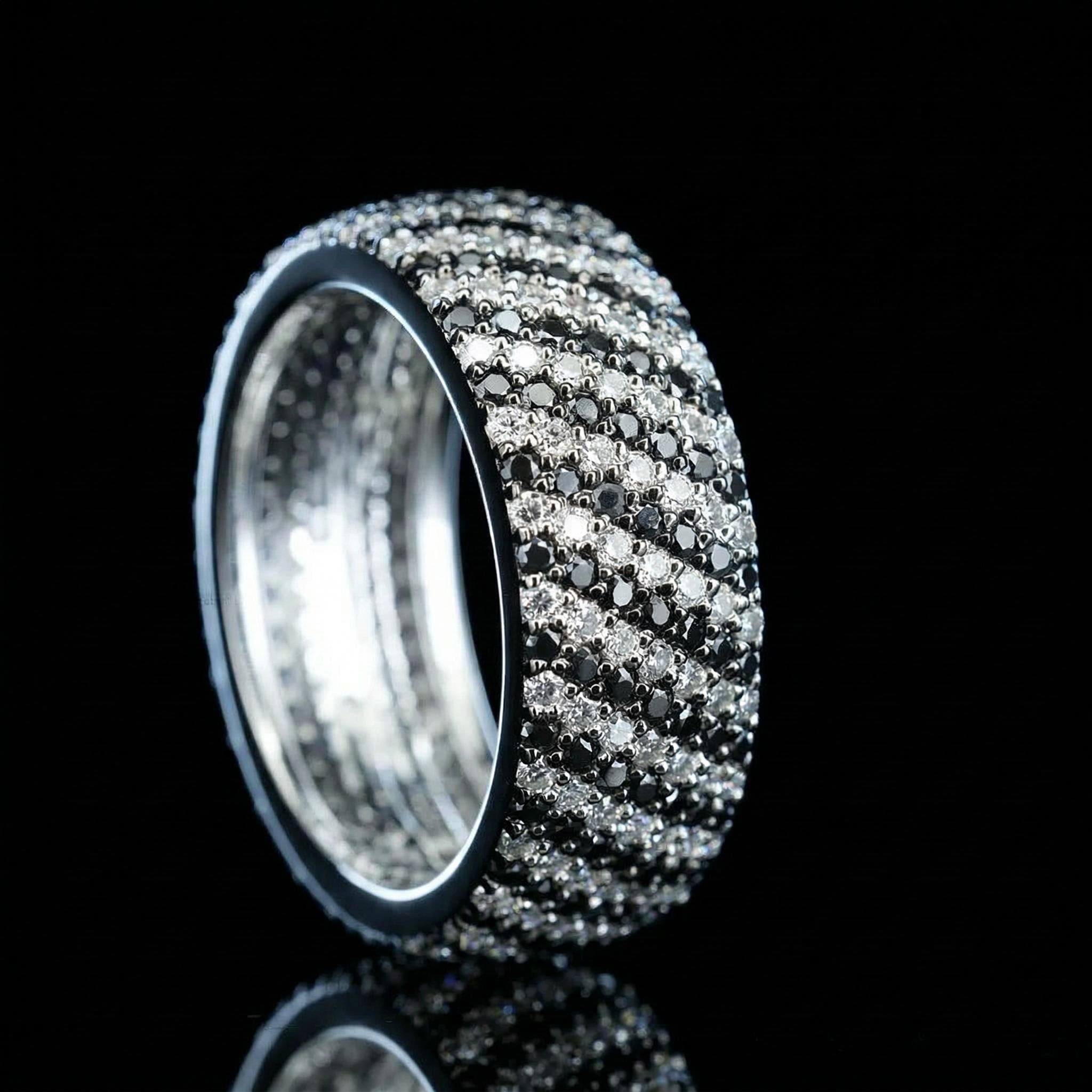 925s & Vvs Moissanite Black & White Eternity Band Ring Iced Out - Image 5