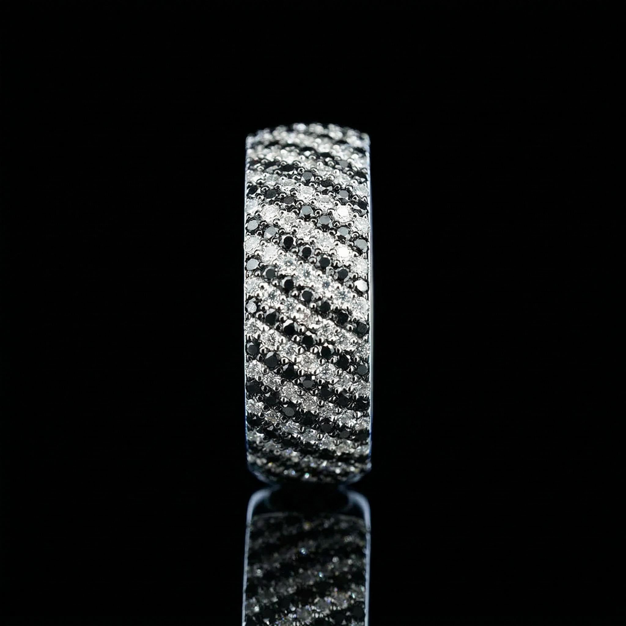 925s & Vvs Moissanite Black & White Eternity Band Ring Iced Out - Image 6