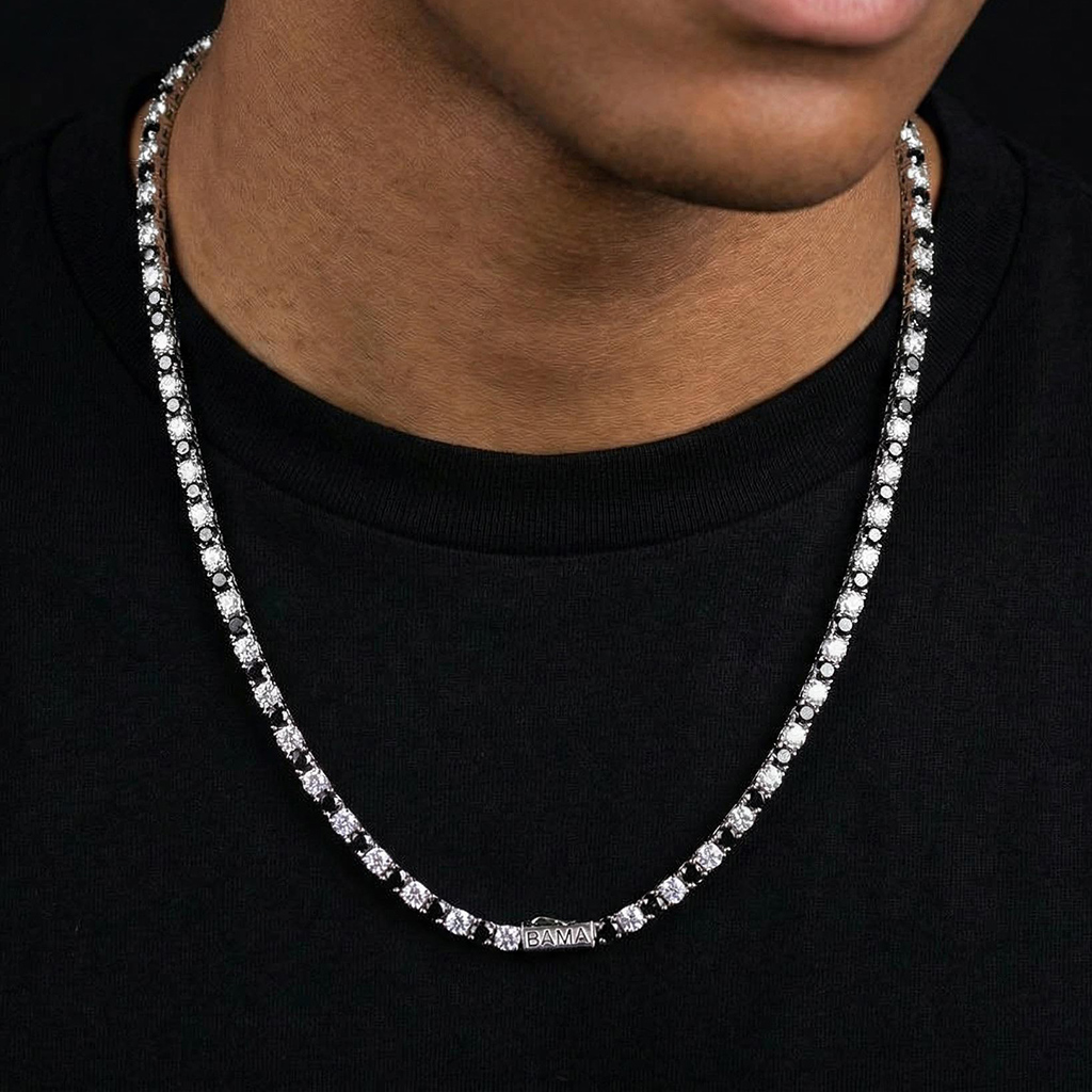 5mm S925 & Moissanite Black & White Custom Name Tennis Chain Iced Out - Image 4