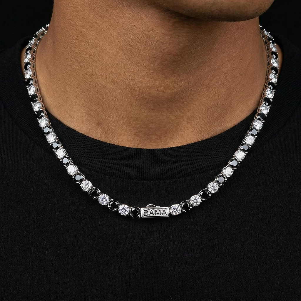 5mm S925 & Moissanite Black & White Custom Name Tennis Chain Iced Out