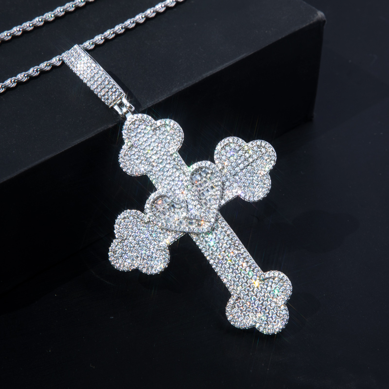 Broken Baguette Heart Cross Pendant Bold Statement Style With Street Luxury - Image 4