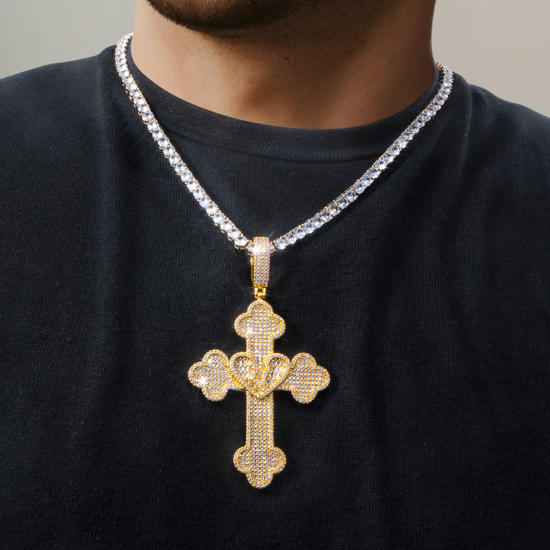 Broken Baguette Heart Cross Pendant Bold Statement Style With Street Luxury - Image 5