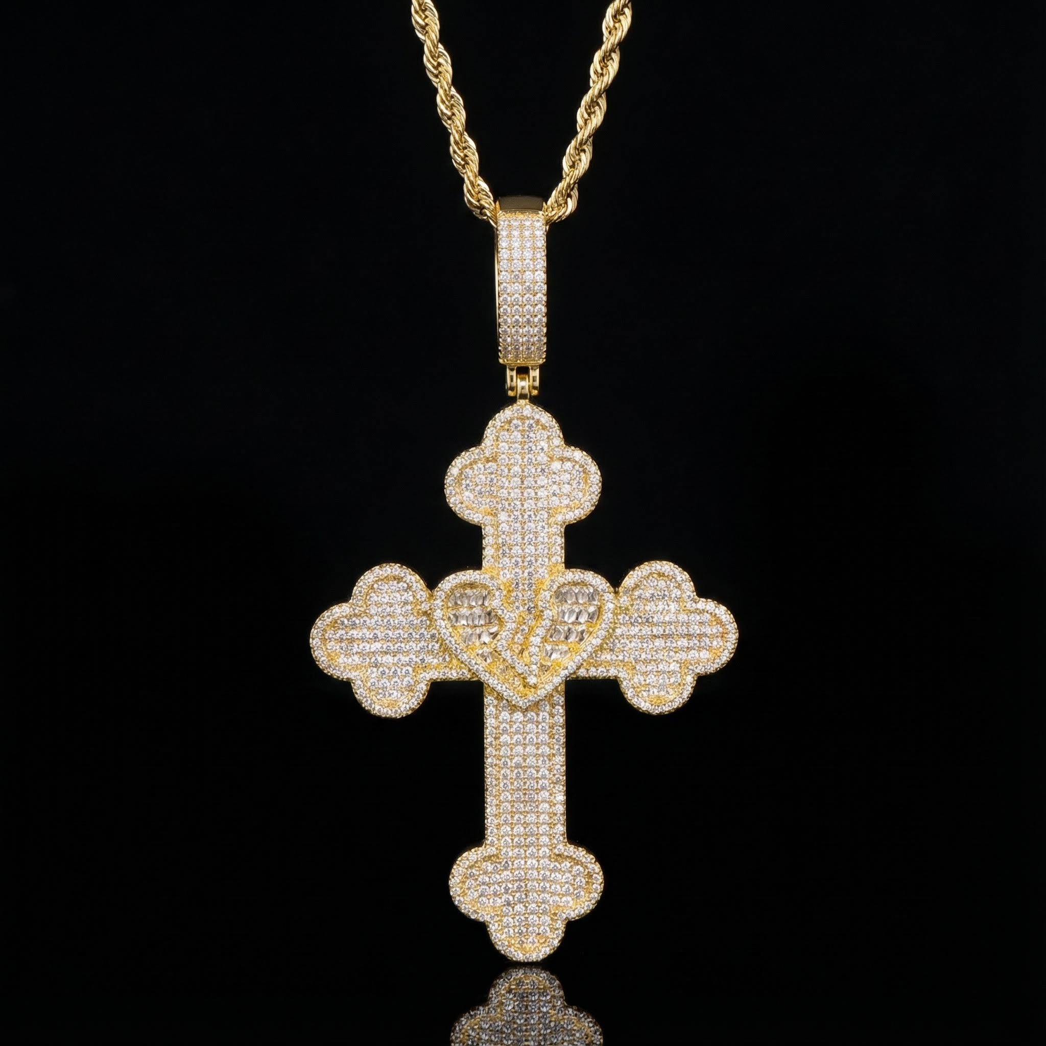 Broken Baguette Heart Cross Pendant Bold Statement Style With Street Luxury - Image 7
