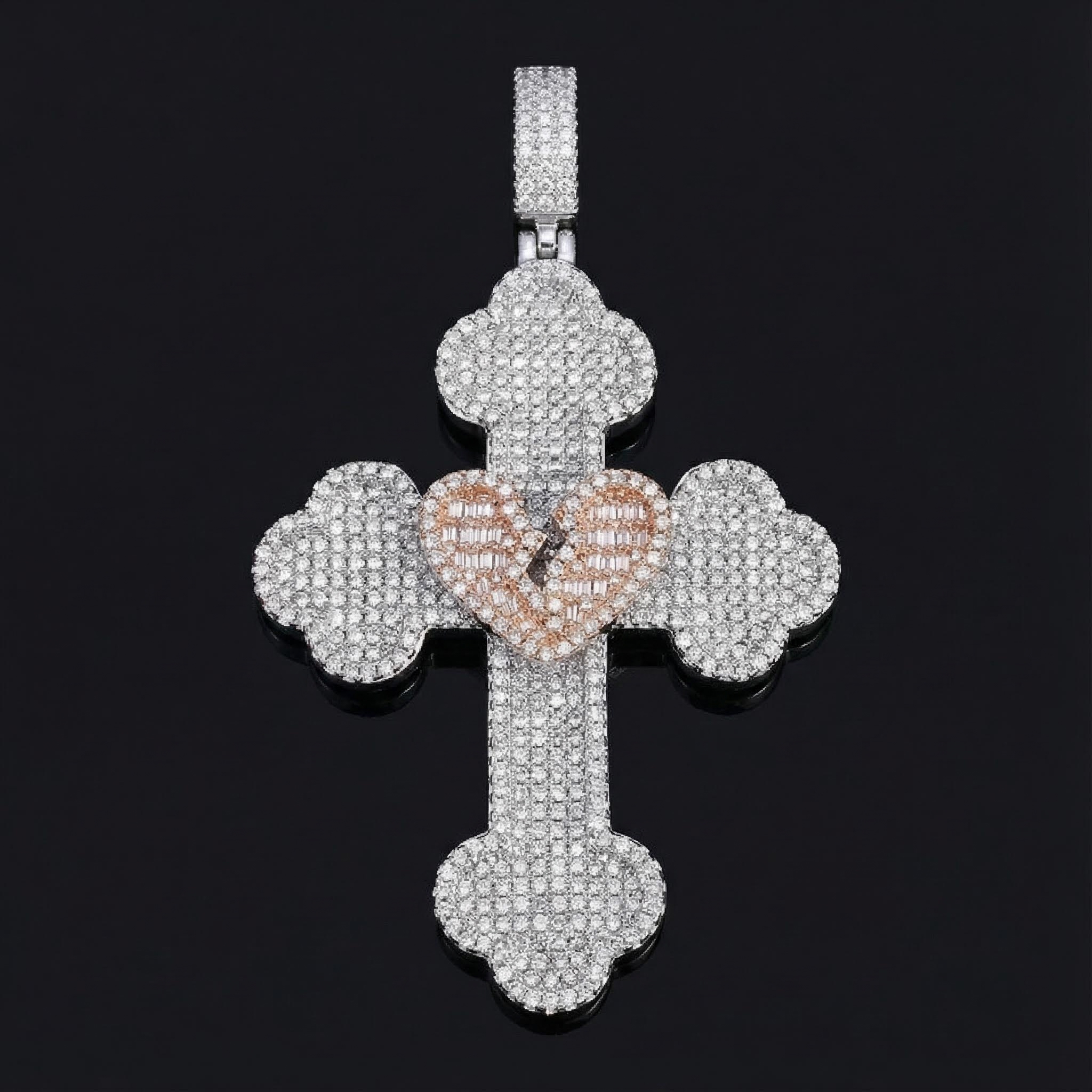 Broken Baguette Heart Cross Pendant Bold Statement Style With Street Luxury - Image 8