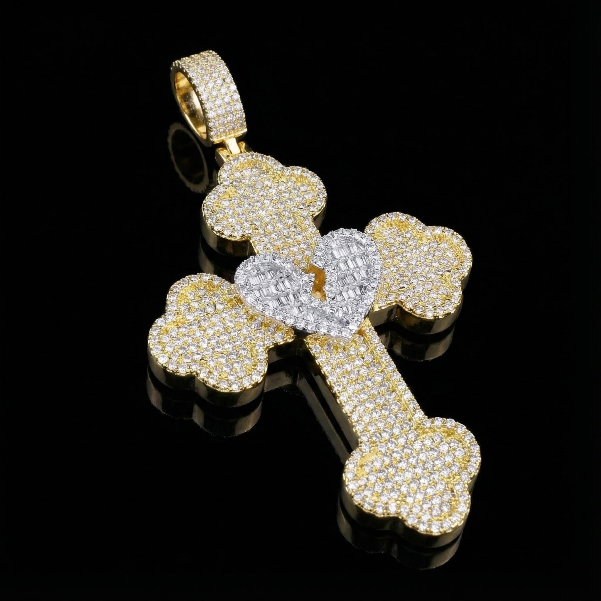 Broken Baguette Heart Cross Pendant Bold Statement Style With Street Luxury