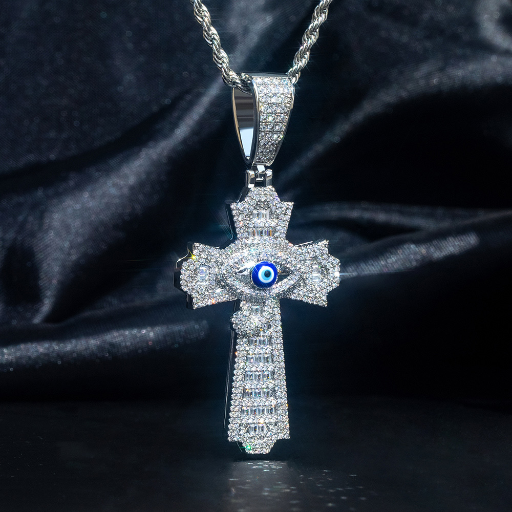 Egyptian Eye Of Horus Baguette Cross Pendant Gold With Street Luxury Shine - Image 4