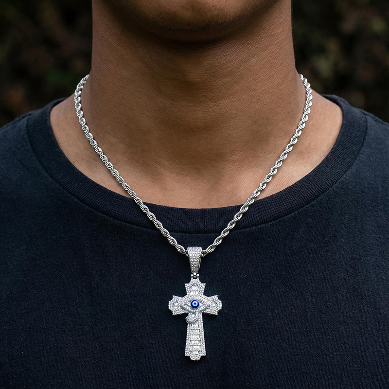 Egyptian Eye Of Horus Baguette Cross Pendant Gold With Street Luxury Shine - Image 7
