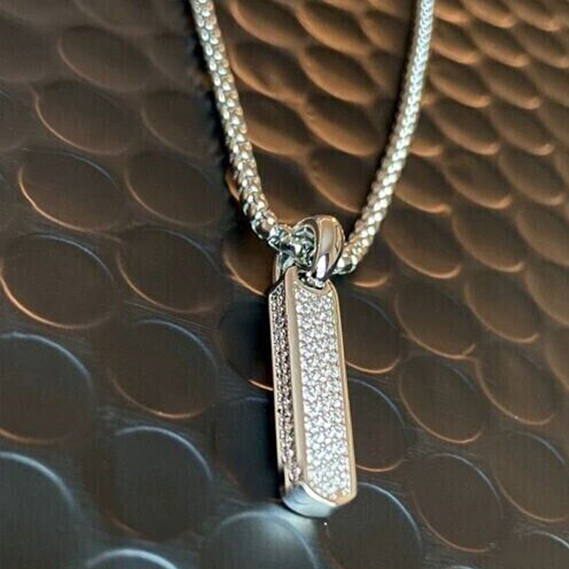 Micro Pave Vertical Bar Pendant Moissanite With Street Luxury Shine - Image 3