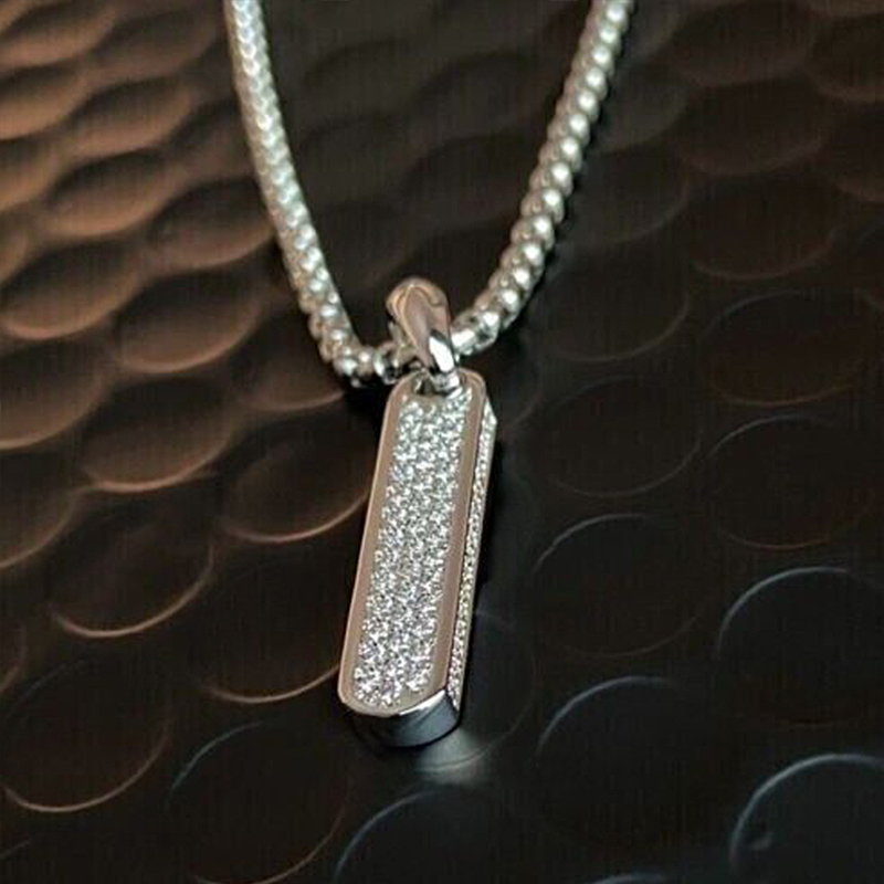 Micro Pave Vertical Bar Pendant Moissanite With Street Luxury Shine - Image 4