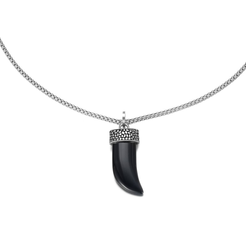 Black Onyx Wolf Fang Reptile Texture Pendant With Street Luxury Shine - Image 6