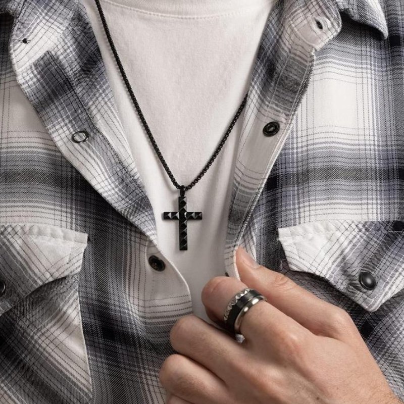 Black Pyramid Cross Pendant Bold Statement Style With Street Luxury - Image 3