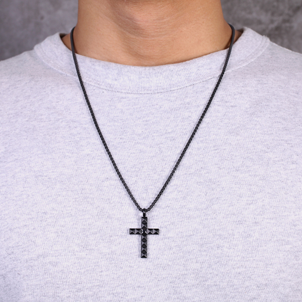Black Pyramid Cross Pendant Bold Statement Style With Street Luxury - Image 4
