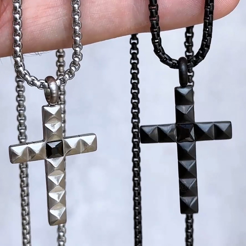 Black Pyramid Cross Pendant Bold Statement Style With Street Luxury - Image 5