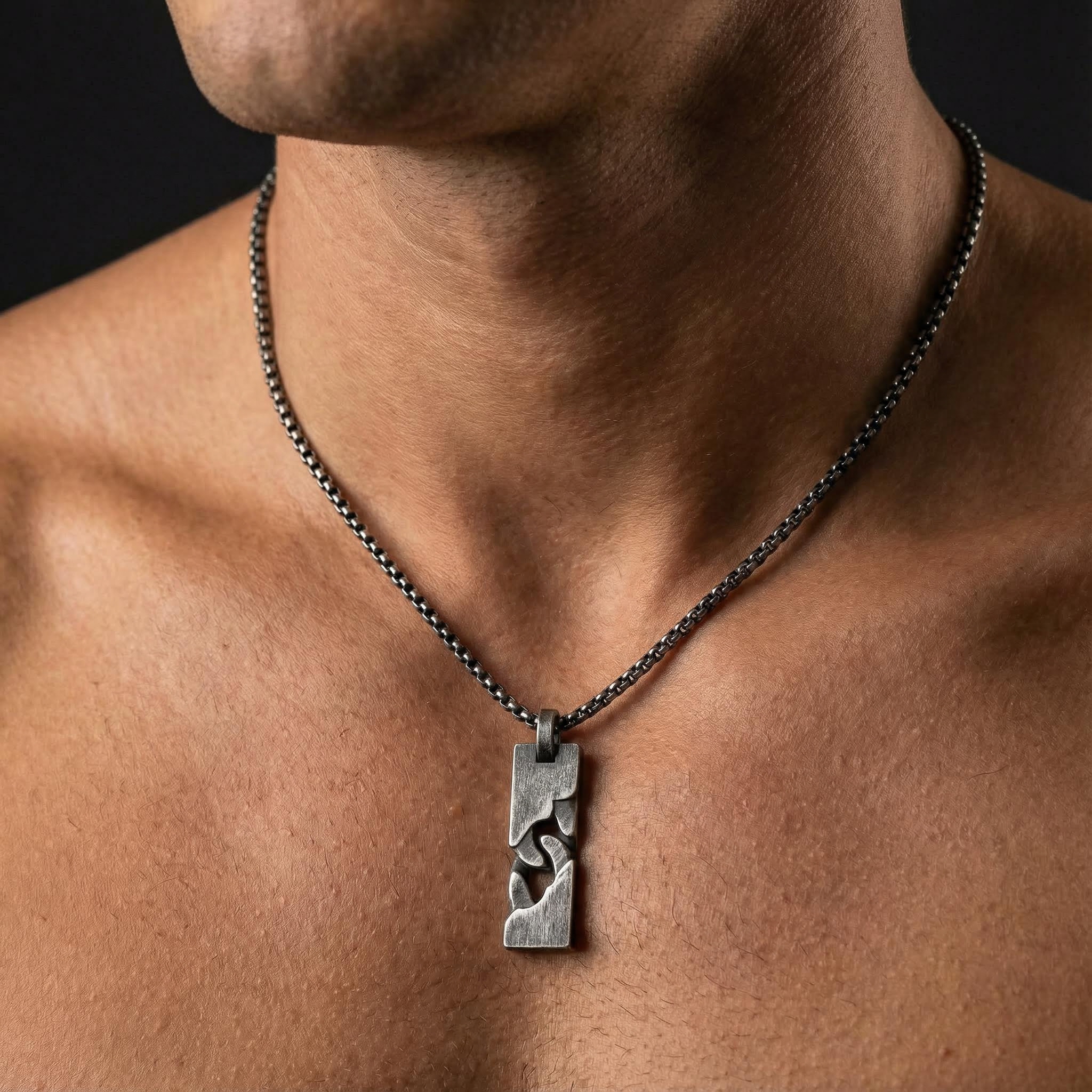 Vintage Silver Stainless Steel Dog Tag Pendant Necklace With Silver Shine - Image 4