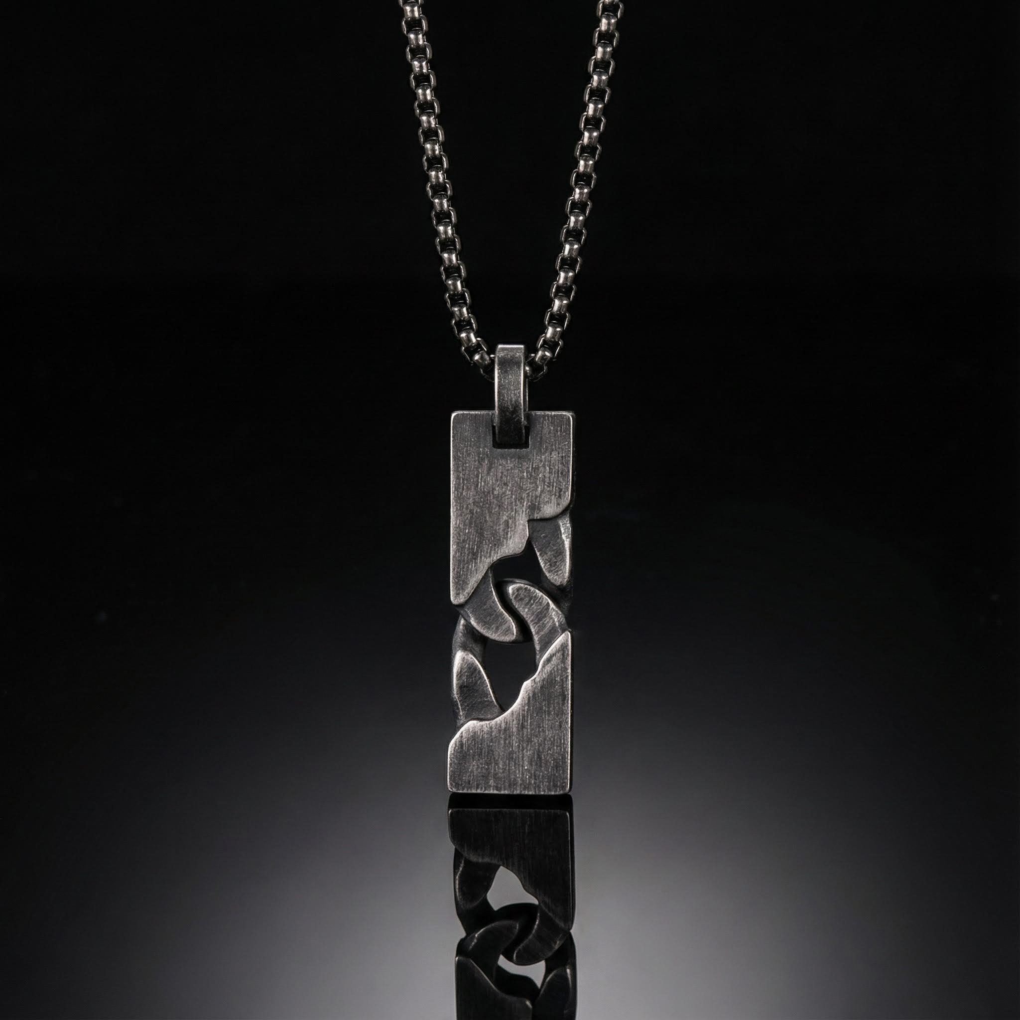 Vintage Silver Stainless Steel Dog Tag Pendant Necklace With Silver Shine