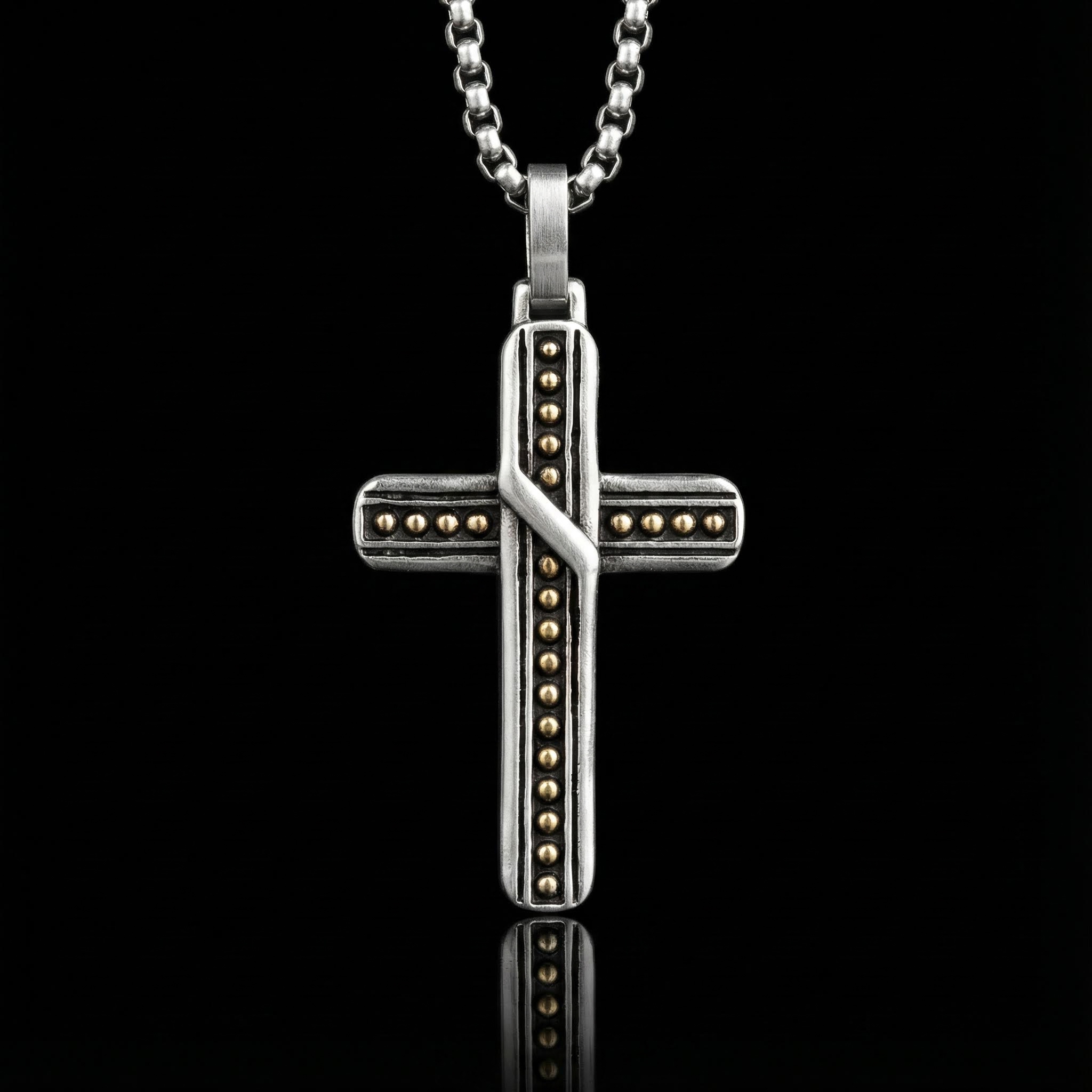 Stainless Steel Polka Dots Cross Pendant Silver With Street Luxury Shine