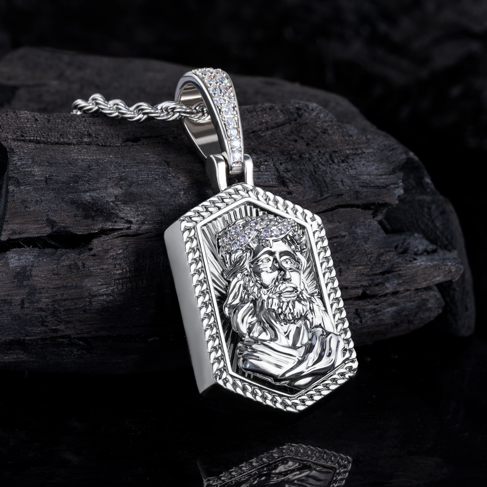 Iced Out Jesus Head Dog Tag Pendant Gold With Street Luxury Shine - Image 3