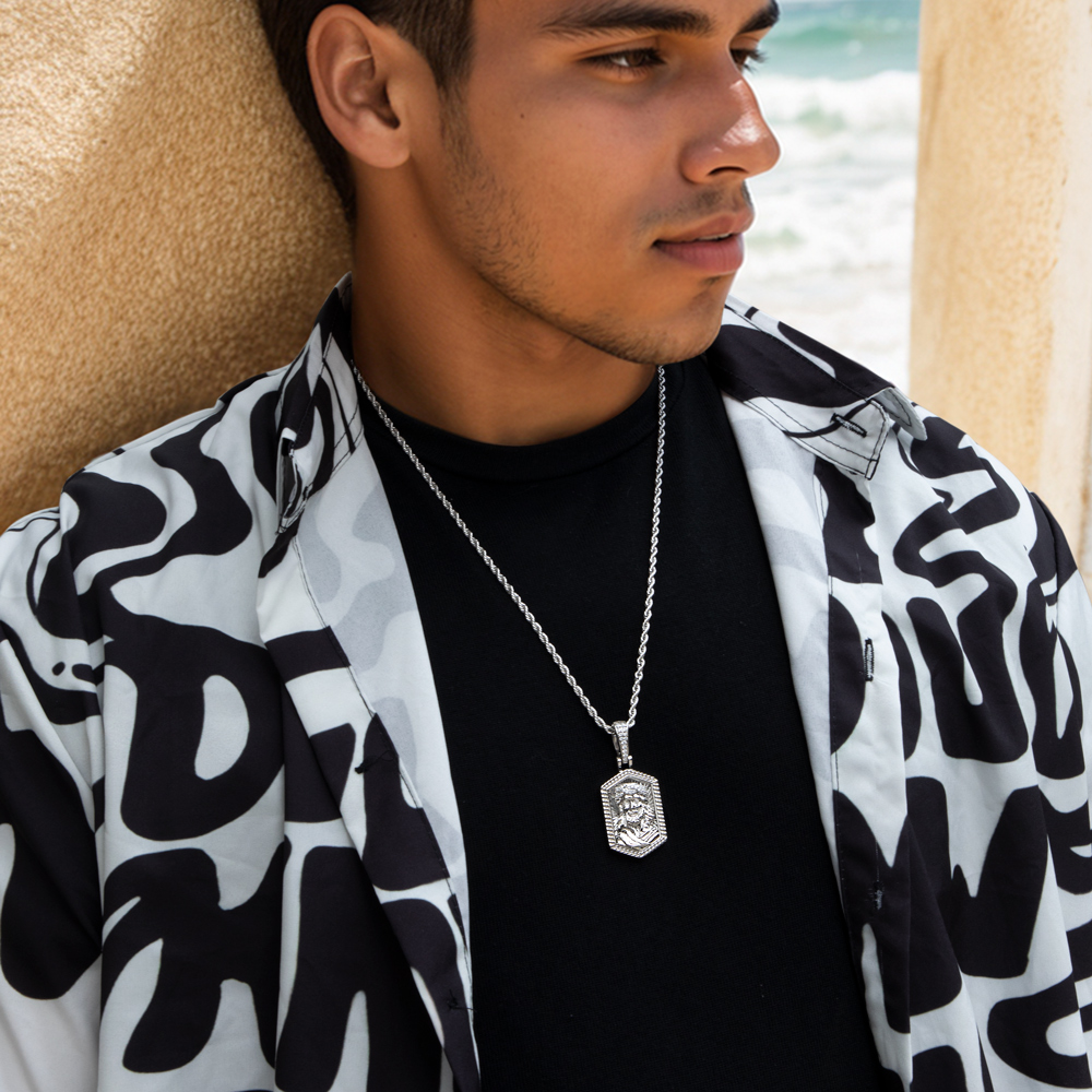 Iced Out Jesus Head Dog Tag Pendant Gold With Street Luxury Shine - Image 5